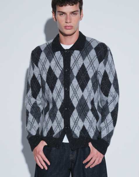 GANT alpaca blend polo cardigan in black - view 1