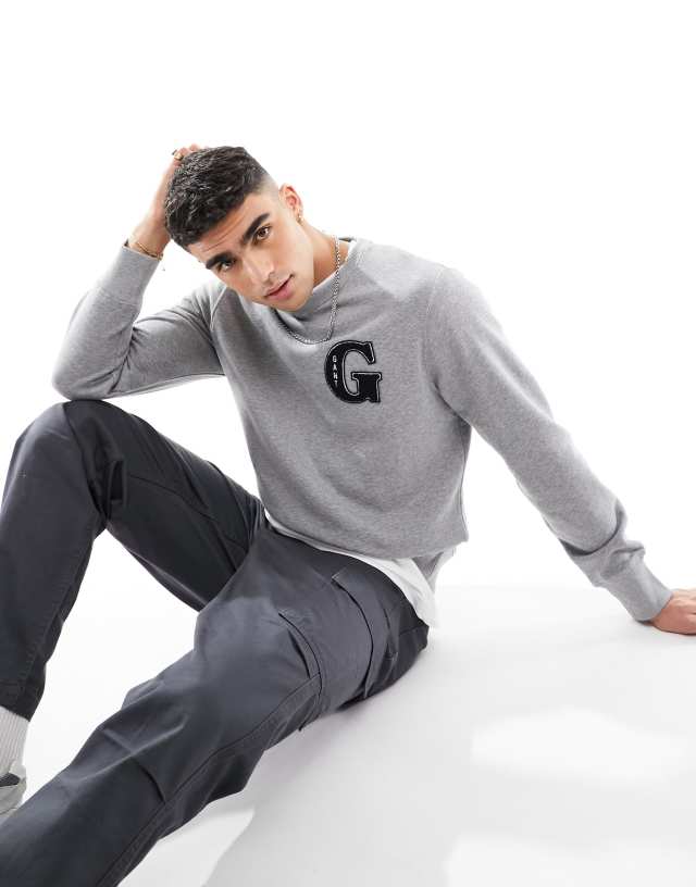 Gant - applique g logo sweatshirt in grey marl