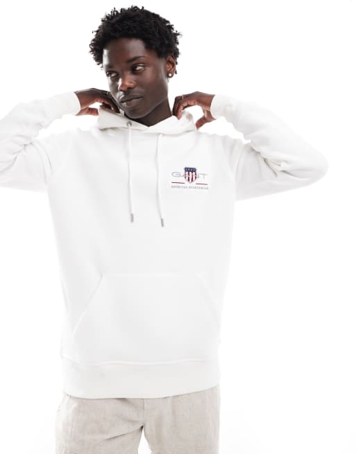 GANT – Archive – Biała bluza z kapturem i wyhaftowanym logo