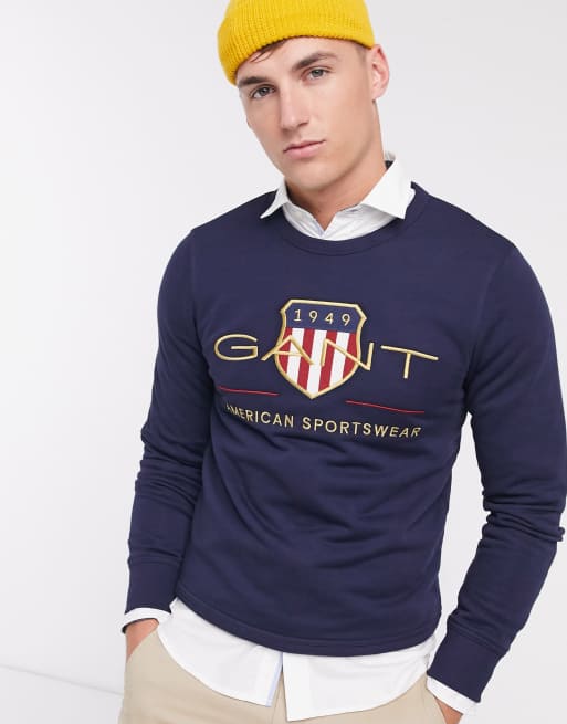 Embroidered archive sale logo jersey sweatshirt