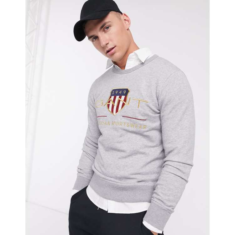 T-shirt sweatshirt Gant shield logo sweatshirt in Di archive Kids melange | embroidered Philosophy grey neck Cra-wallonieShops Lorenzo logo-embroidered Serafini | crew