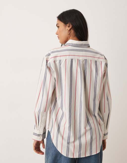 GANT - Archive - Gestreept oxford overhemd met ruimvallende pasvorm en logo in wit, 4 van 4