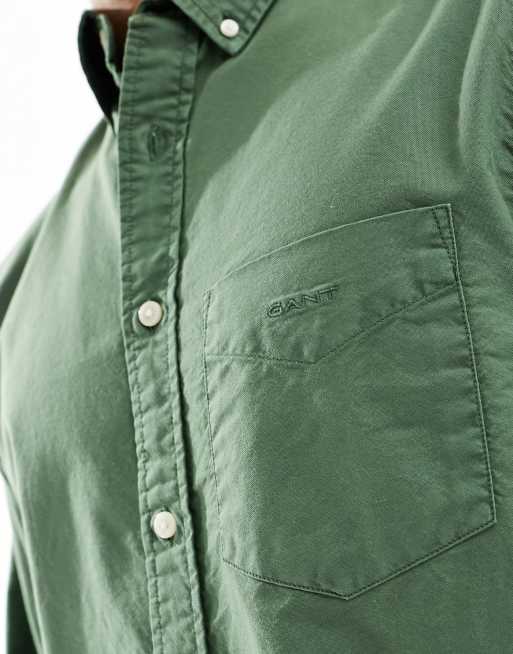 GANT archive logo sunfaded oxford shirt in dark green, 2 of 4