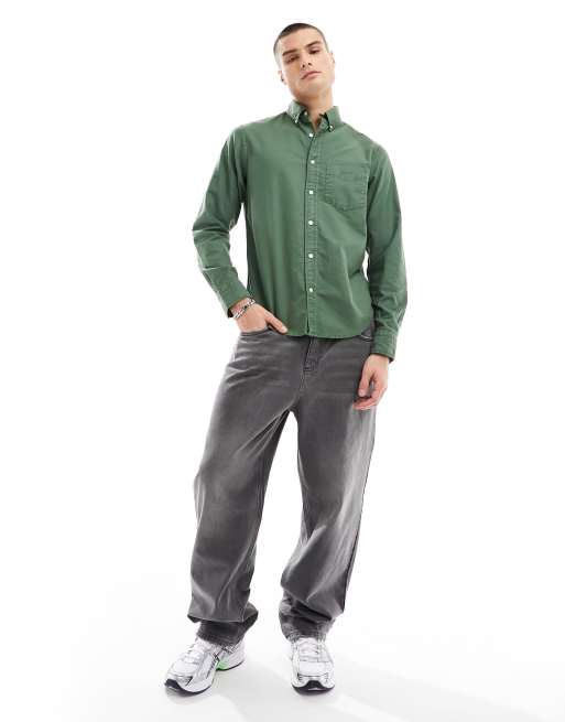 GANT archive logo sunfaded oxford shirt in dark green, 4 of 4