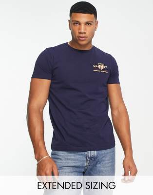 GANT archive shield embroidered logo t-shirt in navy