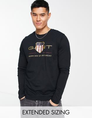 Gant GANT archive shield logo long sleeve top in black
