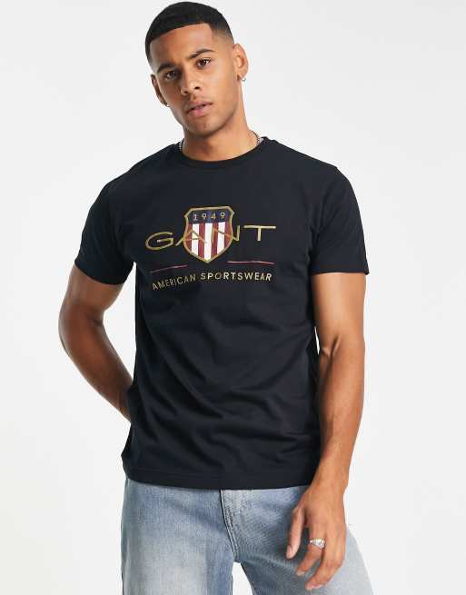 GANT archive shield logo T shirt in black