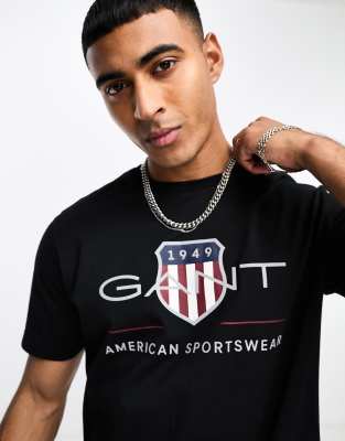 Gant Archive Shield Logo T-shirt In Black