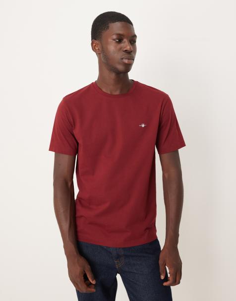 GANT archive shield logo t-shirt in dark red - view 1