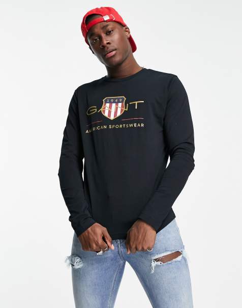 GANT archive shield long sleeve top in black - view 1