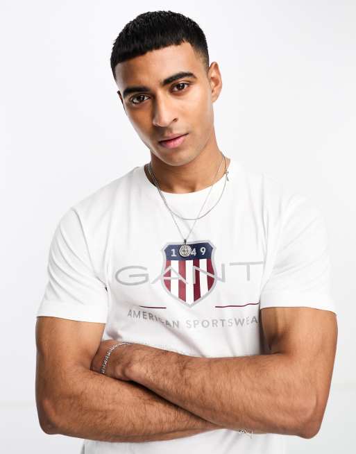 GANT – Archive – T-Shirt in Weiß mit Wappenlogo