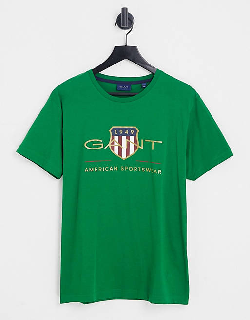 Gant - Archive - T-shirt met schildlogo in middengroen