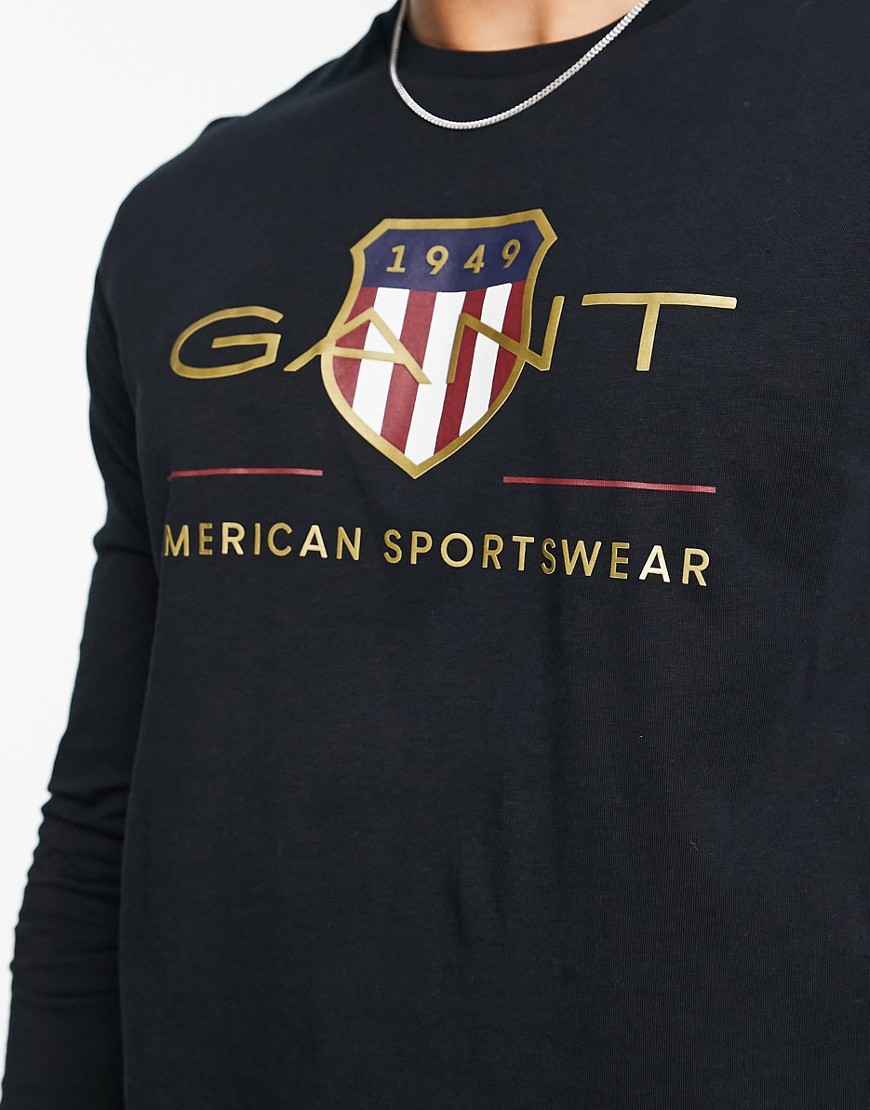 Archive - Top a maniche lunghe nero con logo dello scudo - Gant T-shirt donna  - immagine2