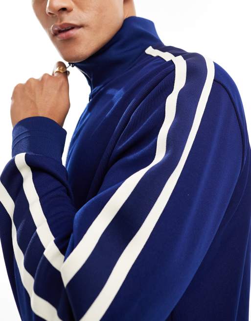 GANT back logo applique stripe track jacket in navy CO-ORD ASOS
