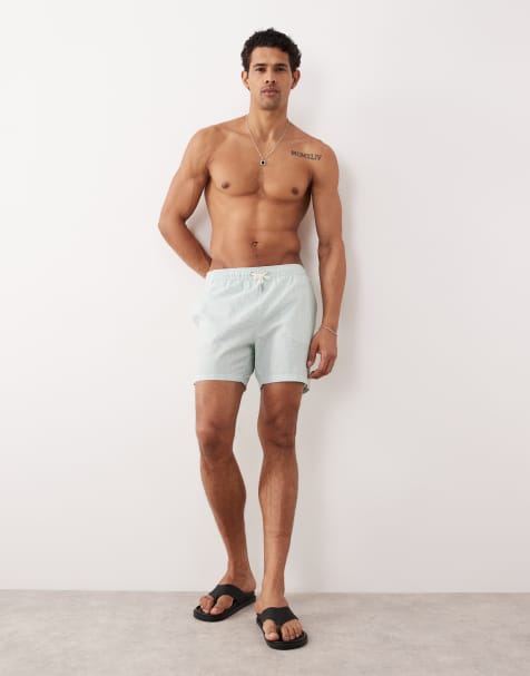 GANT – Badeshorts aus Seersucker in Grün gestreift - view 1