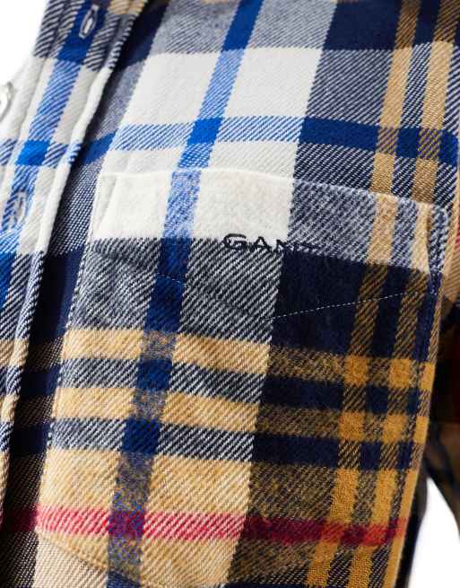 GANT - Beige skjorte med tern i twill, 3 af 4