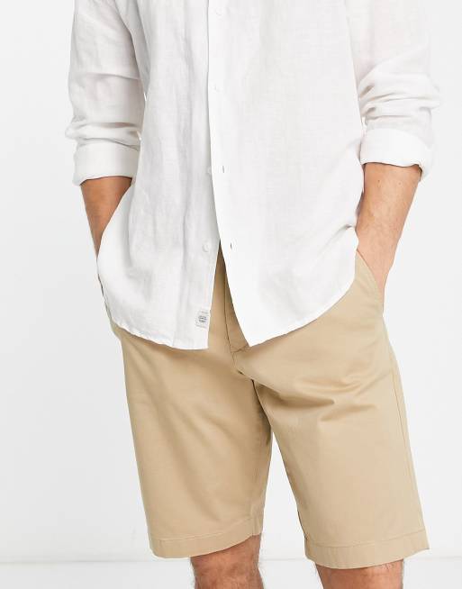 Gant – Beżowe luźne szorty chinosy z bawełnianego diagonalu – BEIGE
