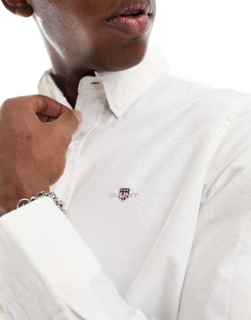 Gant – Biała dopasowana koszula oxford z logo, 2 z 4