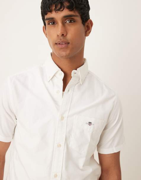 GANT regular fit classic oxford short sleeve shirt in white
