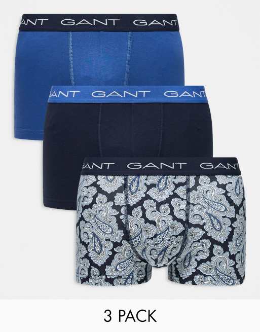 GANT – Blå trunks med logga på midjebandet, 3-pack