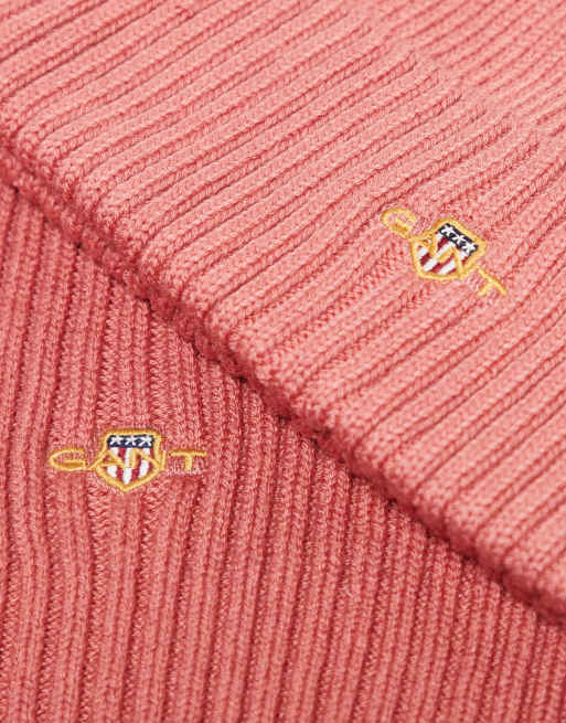 GANT - Cadeauset van gebreide beanie en sjaal met kabels in abrikoos, 2 van 3
