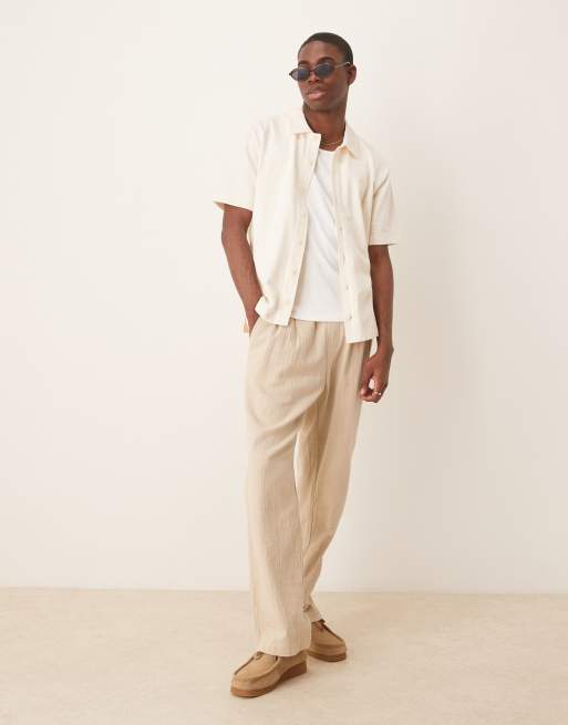 GANT - Camicia a maniche corte regular fit color panna testurizzata, 2 di 4