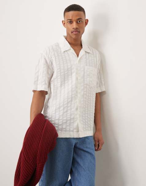 Gant - Camicia a maniche corte stile resort bianco sporco in seersucker tono su tono con colletto con rever - view 1