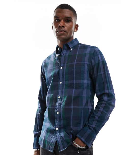 GANT - Camicia blu navy a quadri a maniche lunghe - view 1