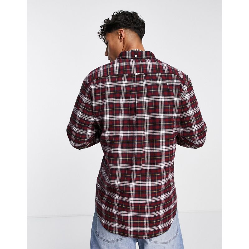 Camicie Uomo GANT - Camicia buttondown regular fit in flanella a quadri rosso cabernet
