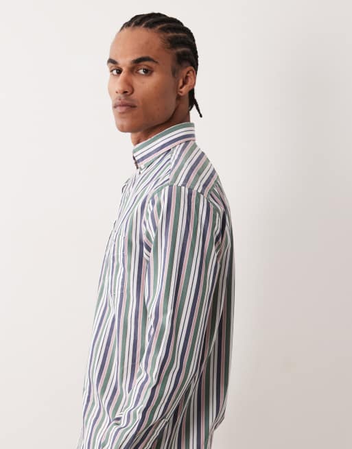 GANT - Camicia elegante vestibilità classica in popeline verde a righe, 5 di 5