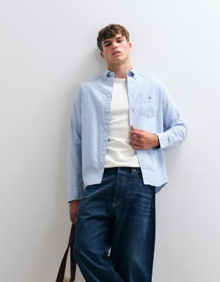 Gant Uomo Blu Camicia Classic Oxford - Immagine 2