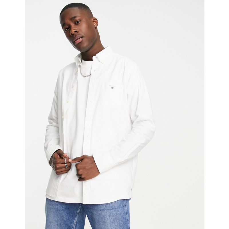 Camicie tinta unita Camicie Gant - Camicia Oxford regular fit bianca con logo piccolo