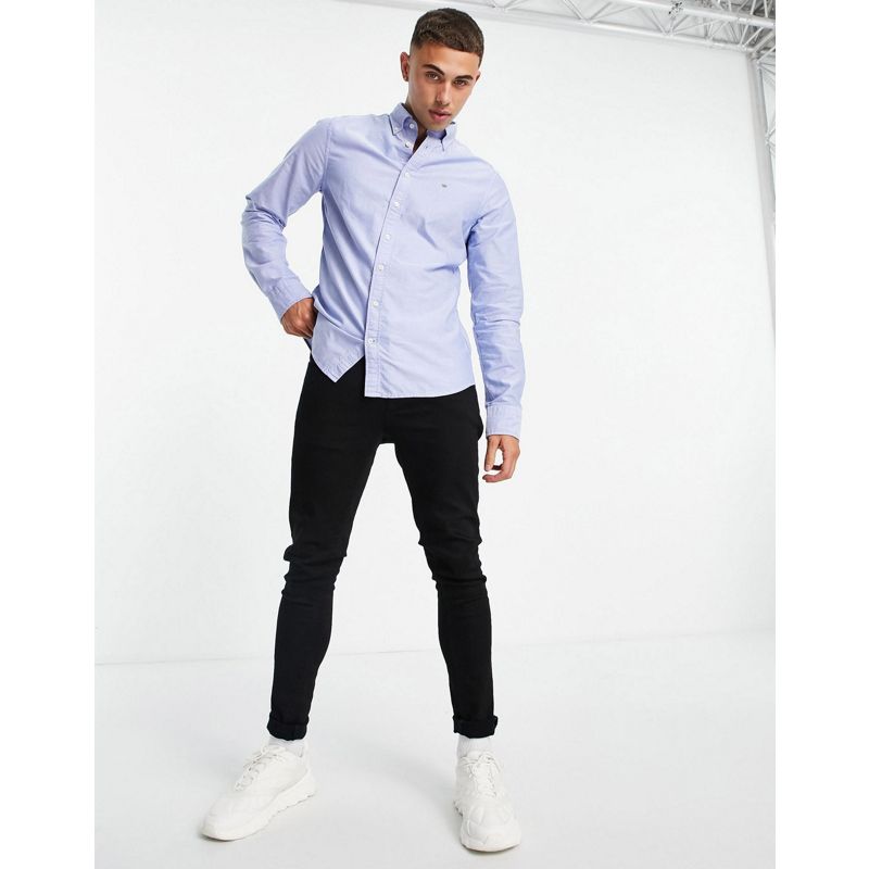 4aCDv  GANT - Camicia Oxford slim con colletto button-down e logo, colore blu forte