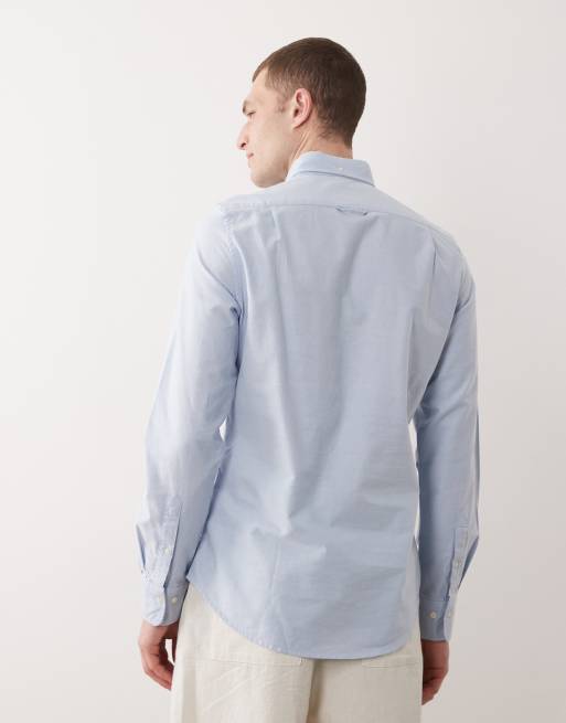 GANT - Camicia Oxford slim fit azzurra con logo, 3 di 5