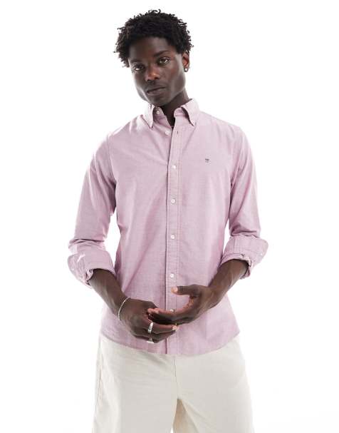 GANT - Camicia Oxford slim rosso slavato con logo a scudo ricamato - view 1