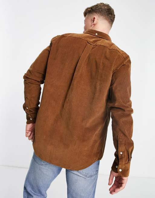 GANT - Camicia vestibilità classica in velluto a coste nocciola tostata con logo, 2 di 4