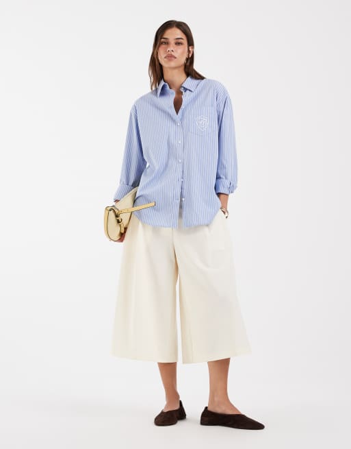 Gant - camisa oversize relajada con logo a rayas azules, 2 de 4