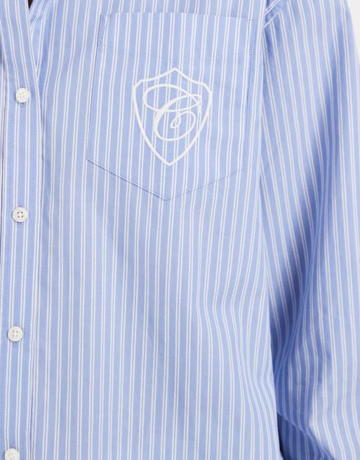 Gant - camisa oversize relajada con logo a rayas azules, 3 de 4