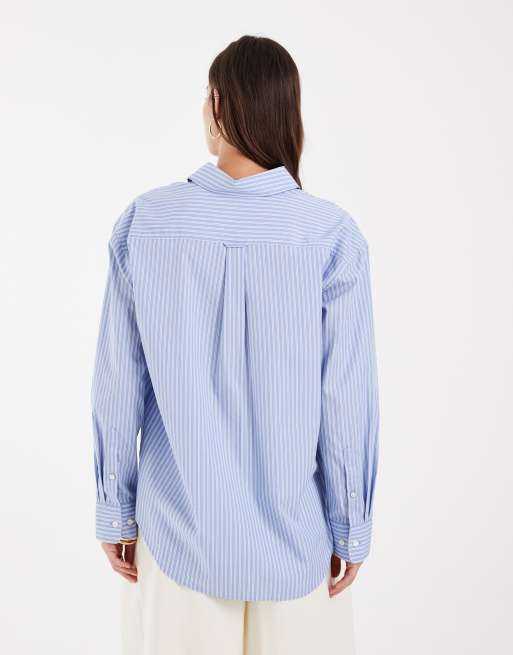 Gant - camisa oversize relajada con logo a rayas azules, 4 de 4