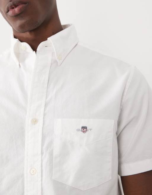 GANT - Camisa Oxford blanca clásica de corte estándar, 4 de 5