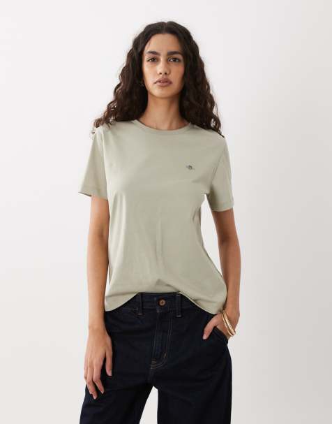 GANT - Camiseta beis de corte estándar con logo de escudo - view 1