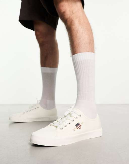 GANT canvas sneakers in white with shield logo