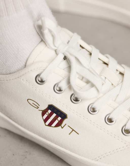 GANT canvas sneakers in white with shield logo