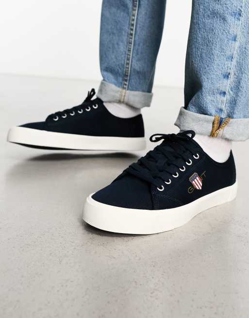 GANT canvas trainer in navy with shield logo