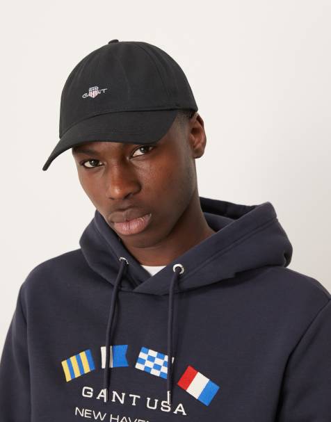 GANT - Cappello con visiera in twill di cotone nero con logo a scudo - view 1