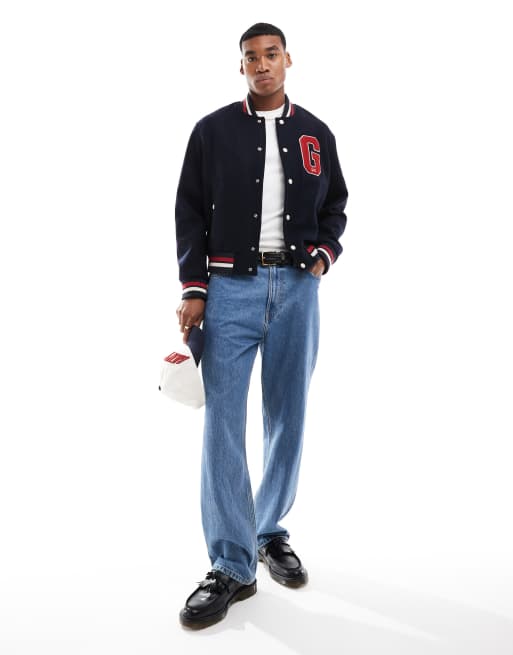 GANT Capsule 75eme anniversaire Veste Teddy en laine a logo Bleu marine