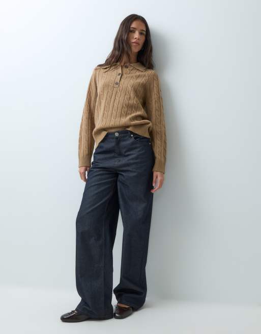 GANT cardigan rugby lavorato a trecce in kaki caldo, 2 di 5