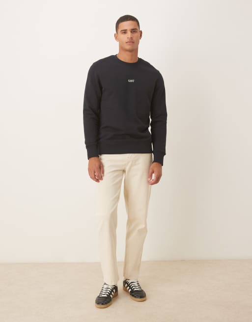 GANT central small logo sweatshirt in black, 2 of 5
