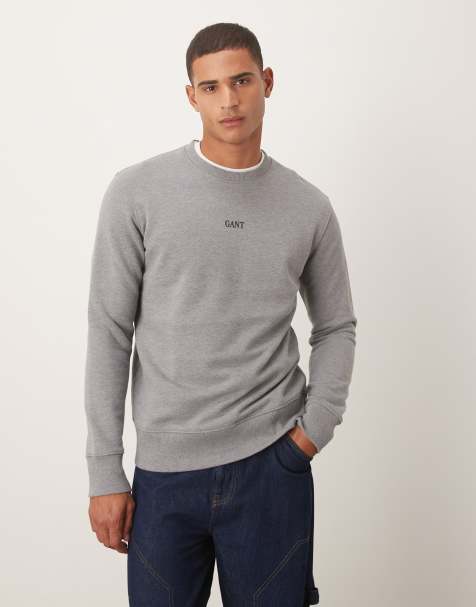 GANT central small logo sweatshirt in grey - view 1
