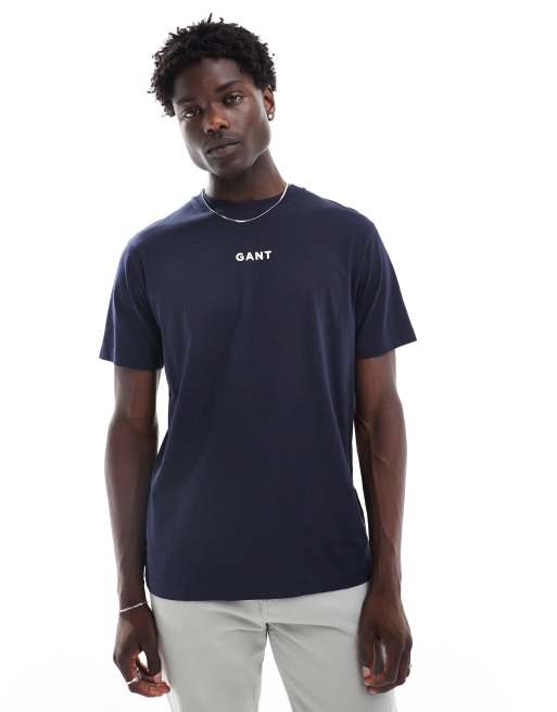 GANT central small logo t shirt in navy